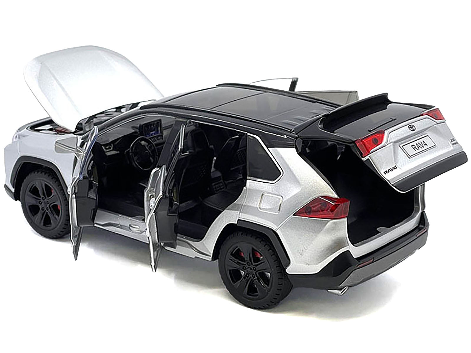Toyota Rav4 Hybrid XSE Silver Metallic with Black Top and Sunroof 1/24 Diecast Model Car - image 3