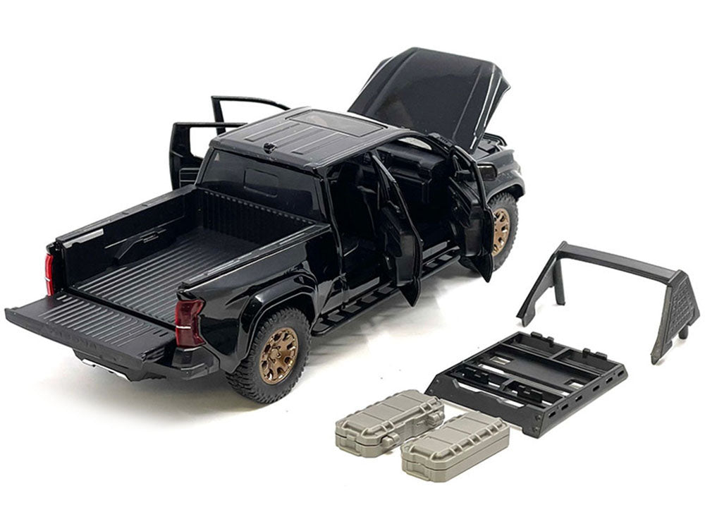2024 Toyota Tacoma Trailhunter Edition Pickup Truck Black 1/24 Diecast Model Car - image 3
