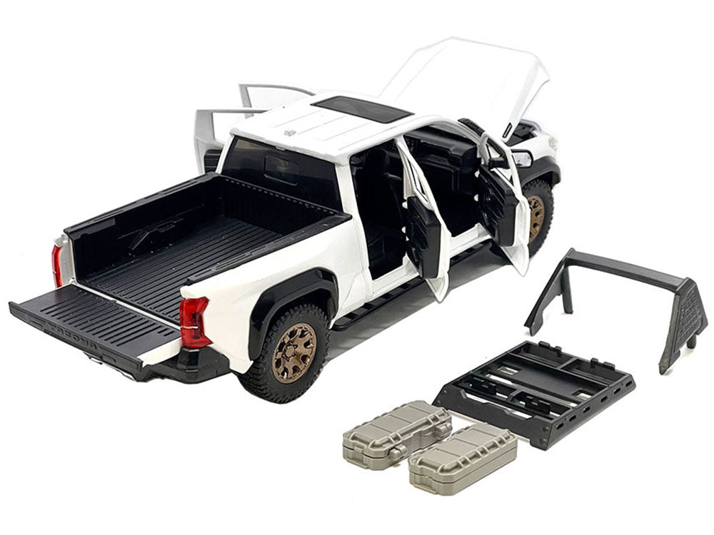 2024 Toyota Tacoma Trailhunter Edition Pickup Truck White Metallic 1/24 Diecast Model Car - image 3