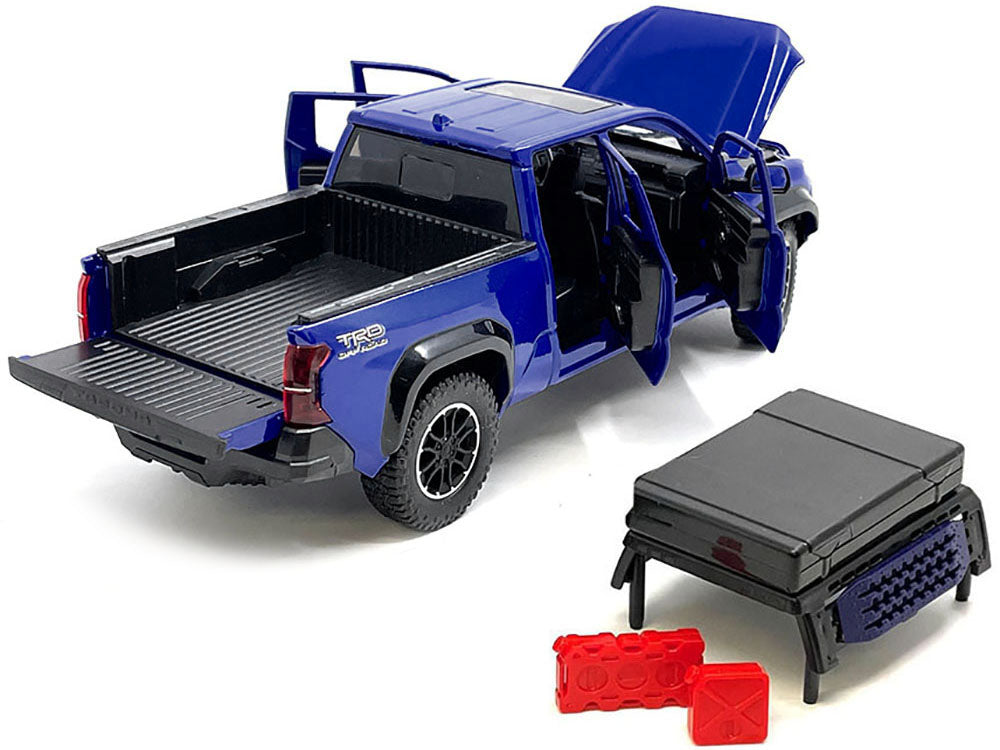 2024 Toyota Tacoma TRD Off-Road Edition Pickup Truck Blue Metallic with Bed Camper 1/24 Diecast Model Car - image 2