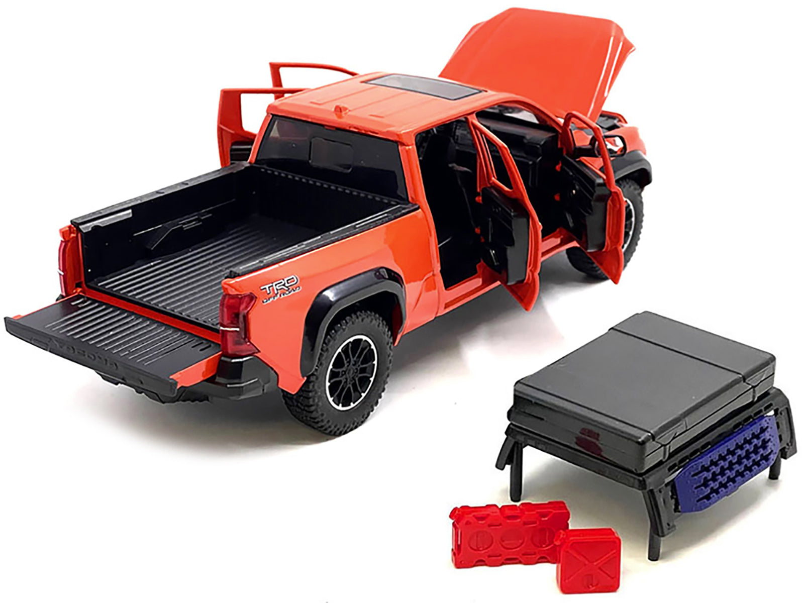 2024 Toyota Tacoma TRD Off-Road Edition Pickup Truck Octane Orange with Bed Camper 1/24 Diecast Model Car - image 2