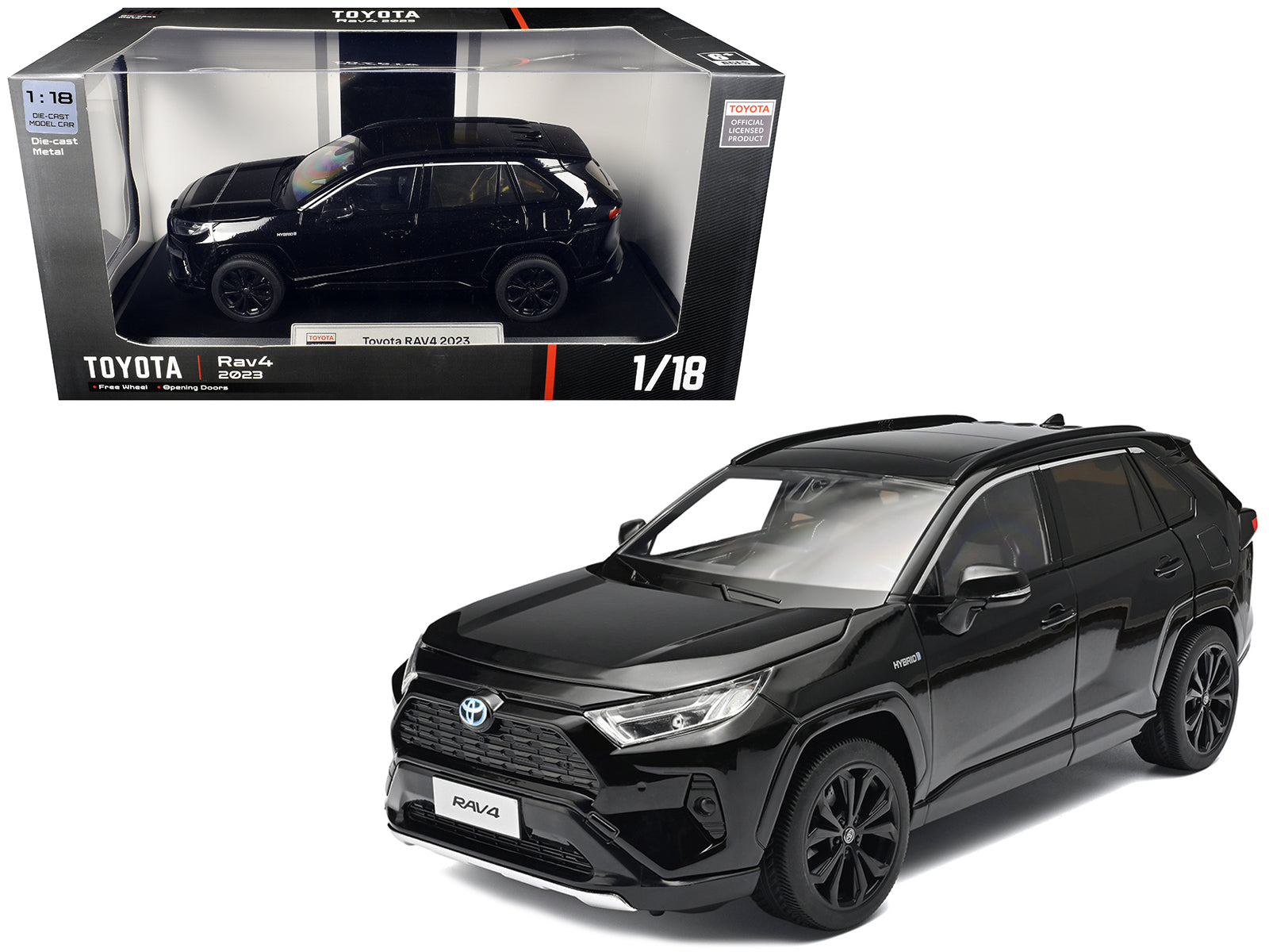 2023 Toyota Rav4 Hybrid Black 1/18 Diecast Model Car by Heimanba