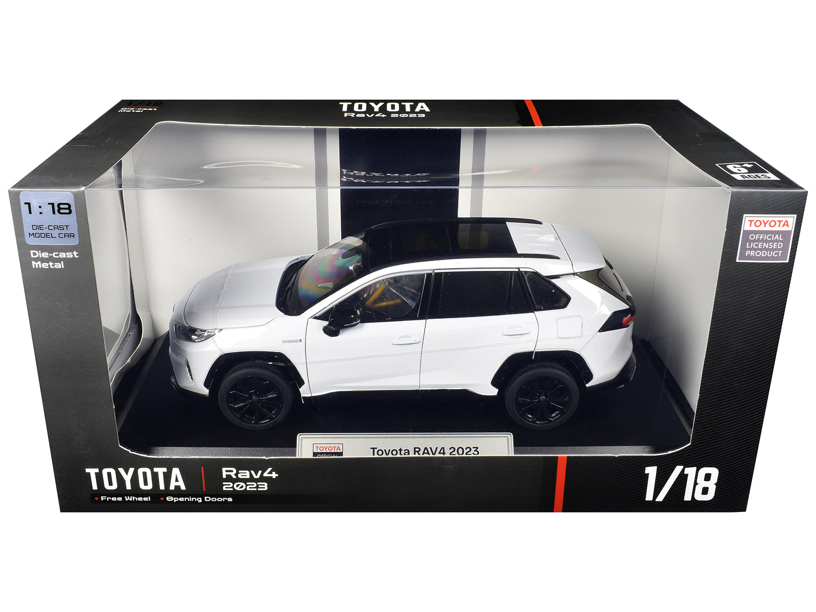 2023 Toyota Rav4 Hybrid White Metallic with Black Top 1/18 Diecast Model Car by Heimanba - image 3
