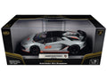 Lamborghini Aventador SVJ Roadster Matt Gray with Carbon Top and Orange Accents 1/18 Diecast Model Car by Heimanba