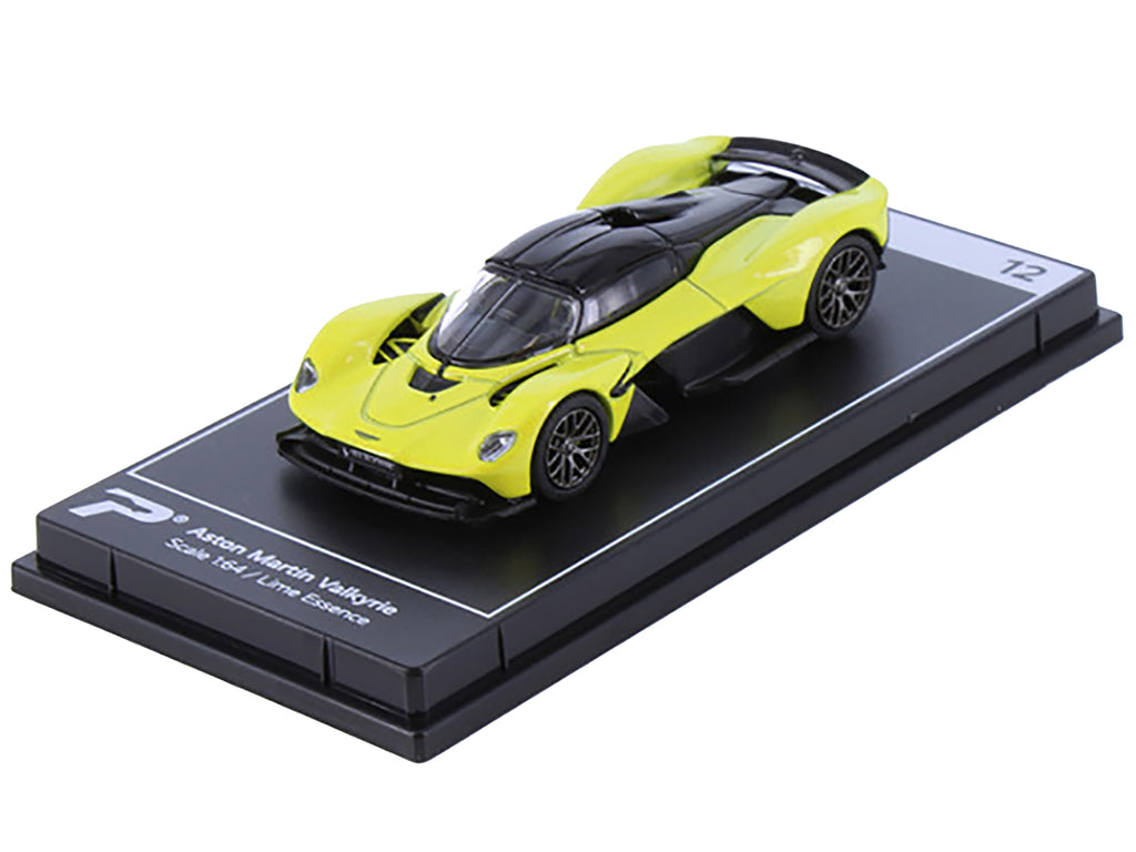 Aston Martin Valkyrie Lime Essence Yellow Metallic with Black Top "Hypercar League Collection" 1/64 Diecast Model Car by PosterCars - image 2