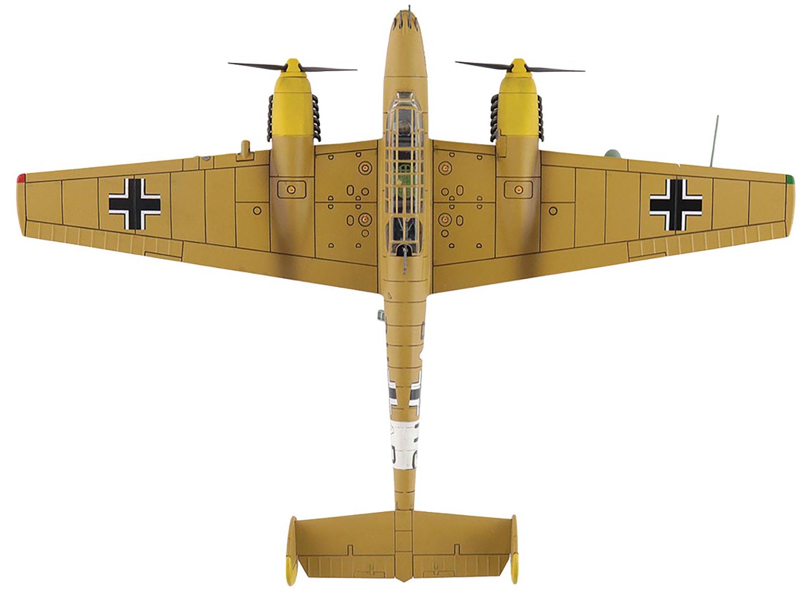 Messerschmitt BF 110E-2 Trop Fighter Aircraft "3U+AR 7./ZG26 Italy" (1941) German Luftwaffe "Air Power Series" 1/72 Diecast Model by Hobby Master - image 3