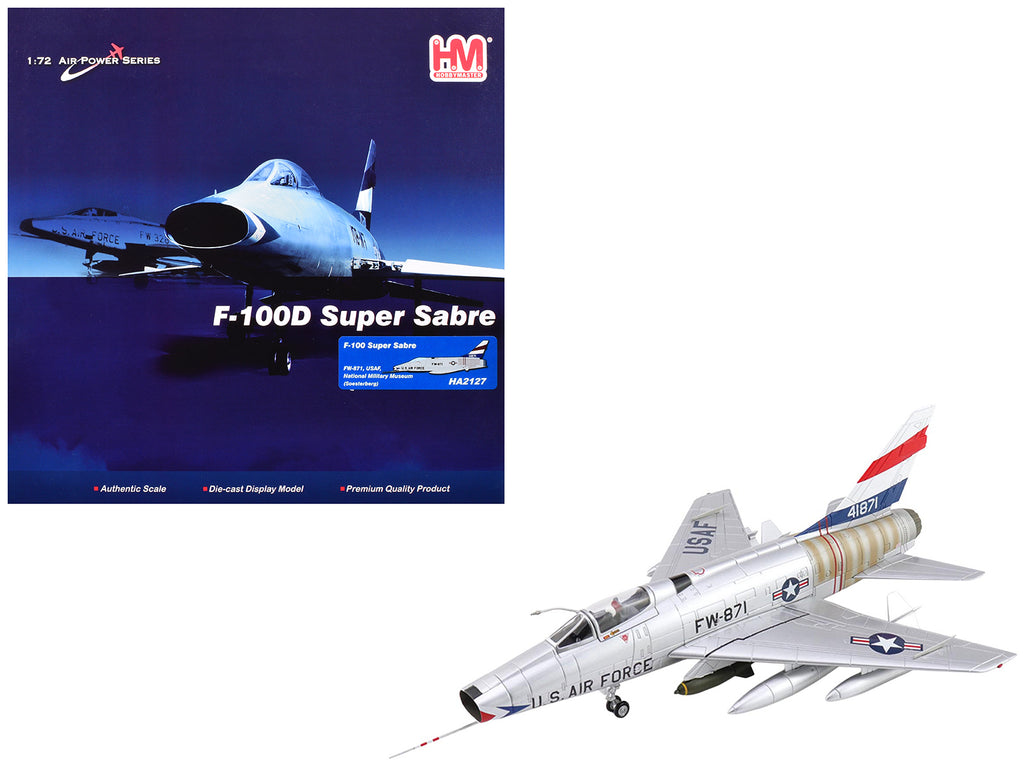 North American F-100 Super Sabre Fighter Aircraft "FW-871 National Military Museum Soesterberg Netherlands" United States Air Force "Air Power Series" 1/72 Diecast Model by Hobby Master
