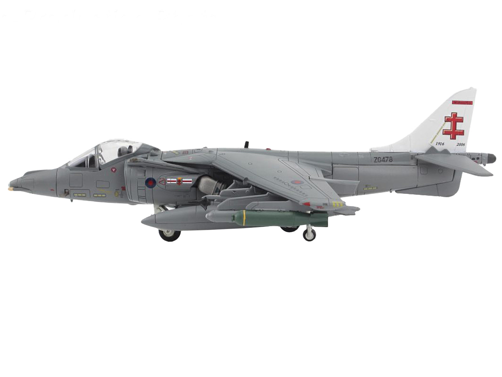 McDonnell Douglas AV-8B/British Harrier II GR.9A Aircraft "41 (R) Squadron RAF Coningsby Air Base" (2006) Royal Air Force "Air Power Series" 1/72 Diecast Model by Hobby Master - image 2
