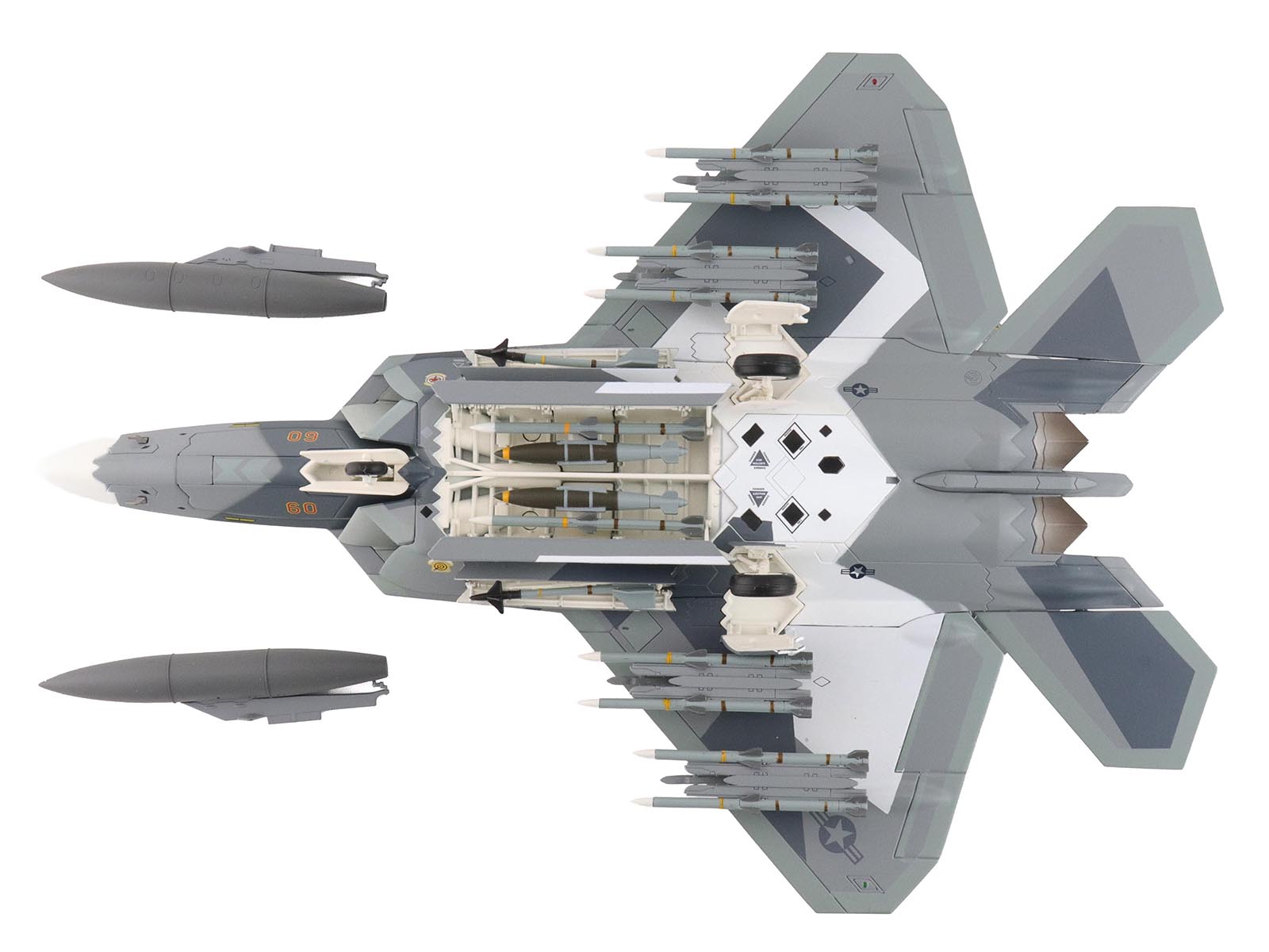 Lockheed F-22 Raptor Stealth Aircraft "Splinter Camouflage" United States Air Force "Air Power Series" 1/72 Diecast Model by Hobby Master - image 4
