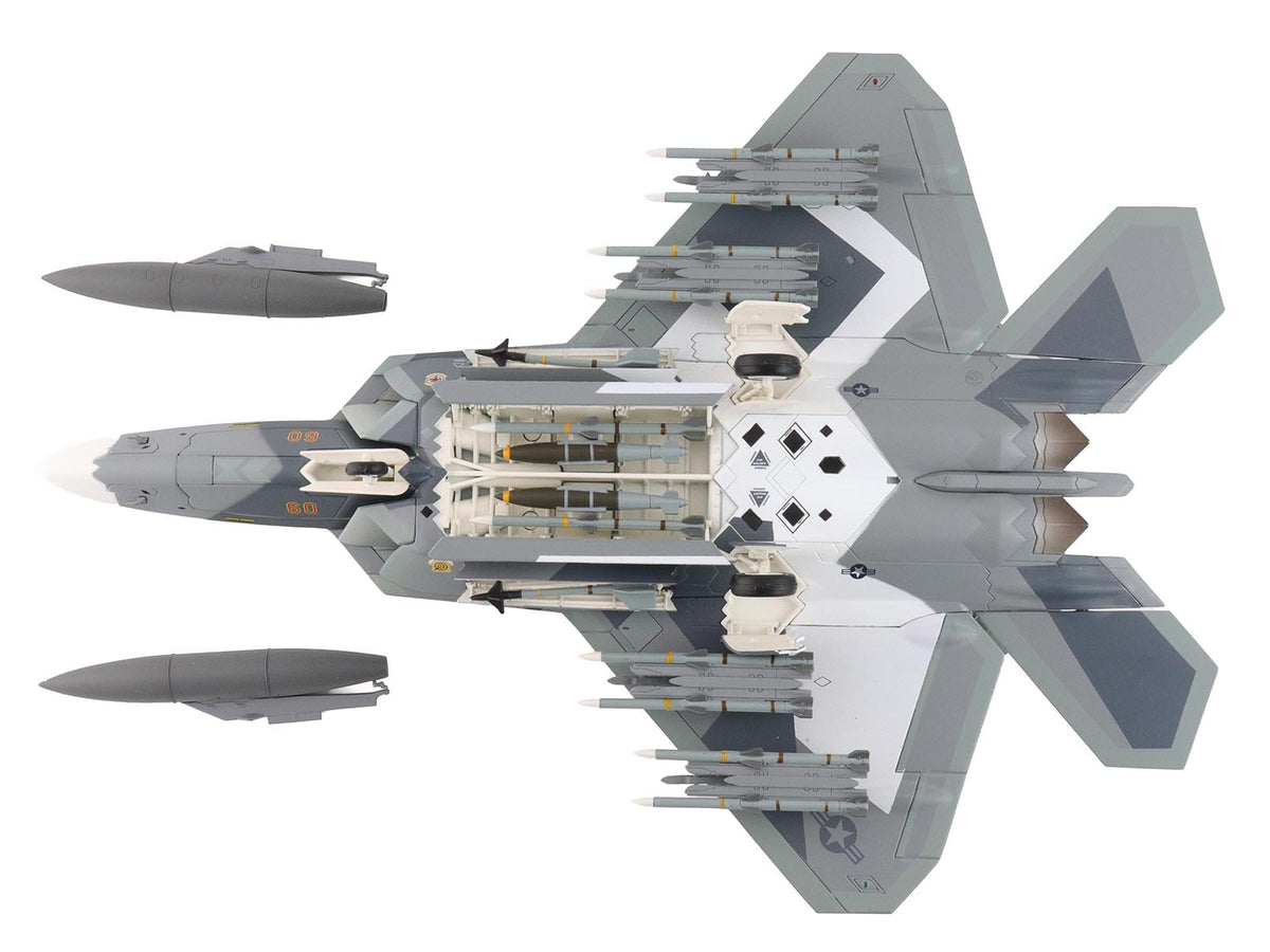 Lockheed F-22 Raptor Stealth Aircraft "Splinter Camouflage" United States Air Force "Air Power Series" 1/72 Diecast Model by Hobby Master - image 4