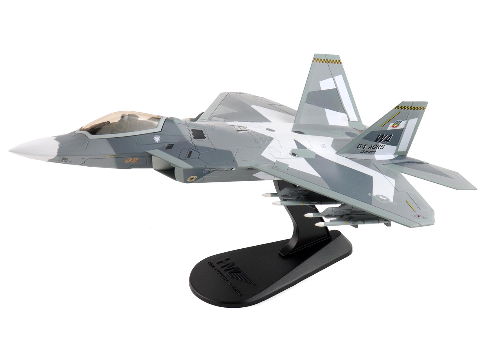 Lockheed F-22 Raptor Stealth Aircraft "Splinter Camouflage" United States Air Force "Air Power Series" 1/72 Diecast Model by Hobby Master - image 5