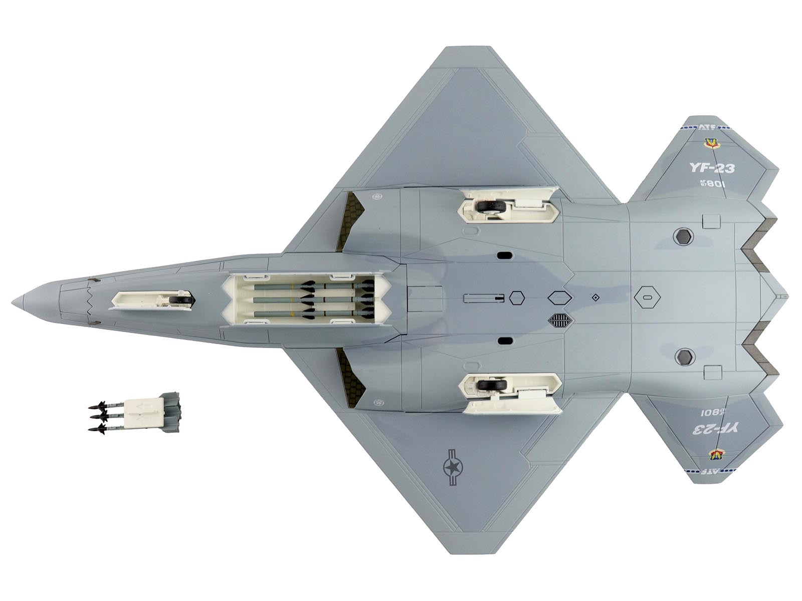 Northrop YF-23 Black Widow II Stealth Fighter Aircraft "#87-0801 PAV-2" (1990) United States Air Force "Air Power Series" 1/72 Diecast Model by Hobby Master - image 4