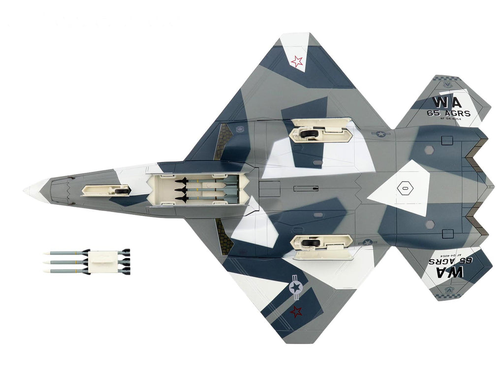 Northrop F-23 Black Widow II Stealth Fighter Aircraft Blue 054 Su-57 Aggressor What If Scheme 65th AGRS Nellis AFB United States Air Force Air Power Series 1/72 Diecast Model by Hobby Master - image 4