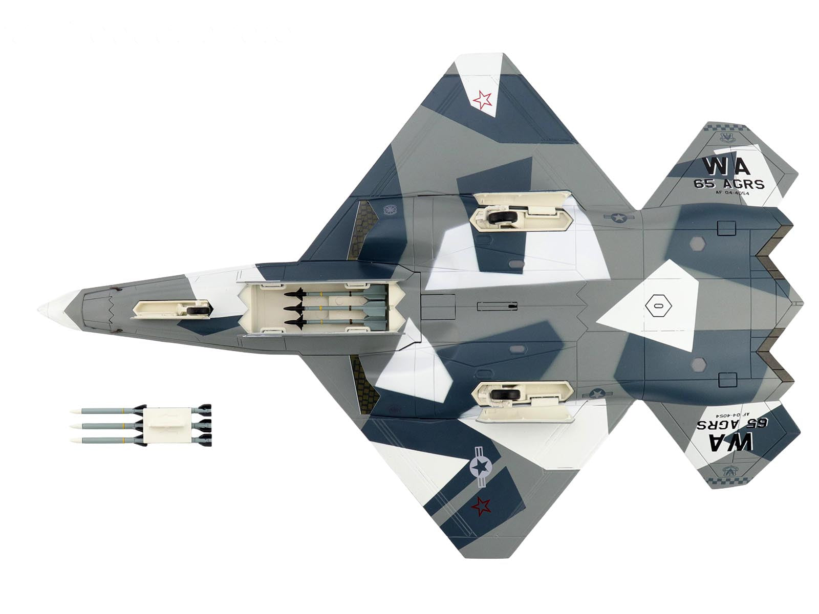 Northrop F-23 Black Widow II Stealth Fighter Aircraft Blue 054 Su-57 Aggressor What If Scheme 65th AGRS Nellis AFB United States Air Force Air Power Series 1/72 Diecast Model by Hobby Master - image 4