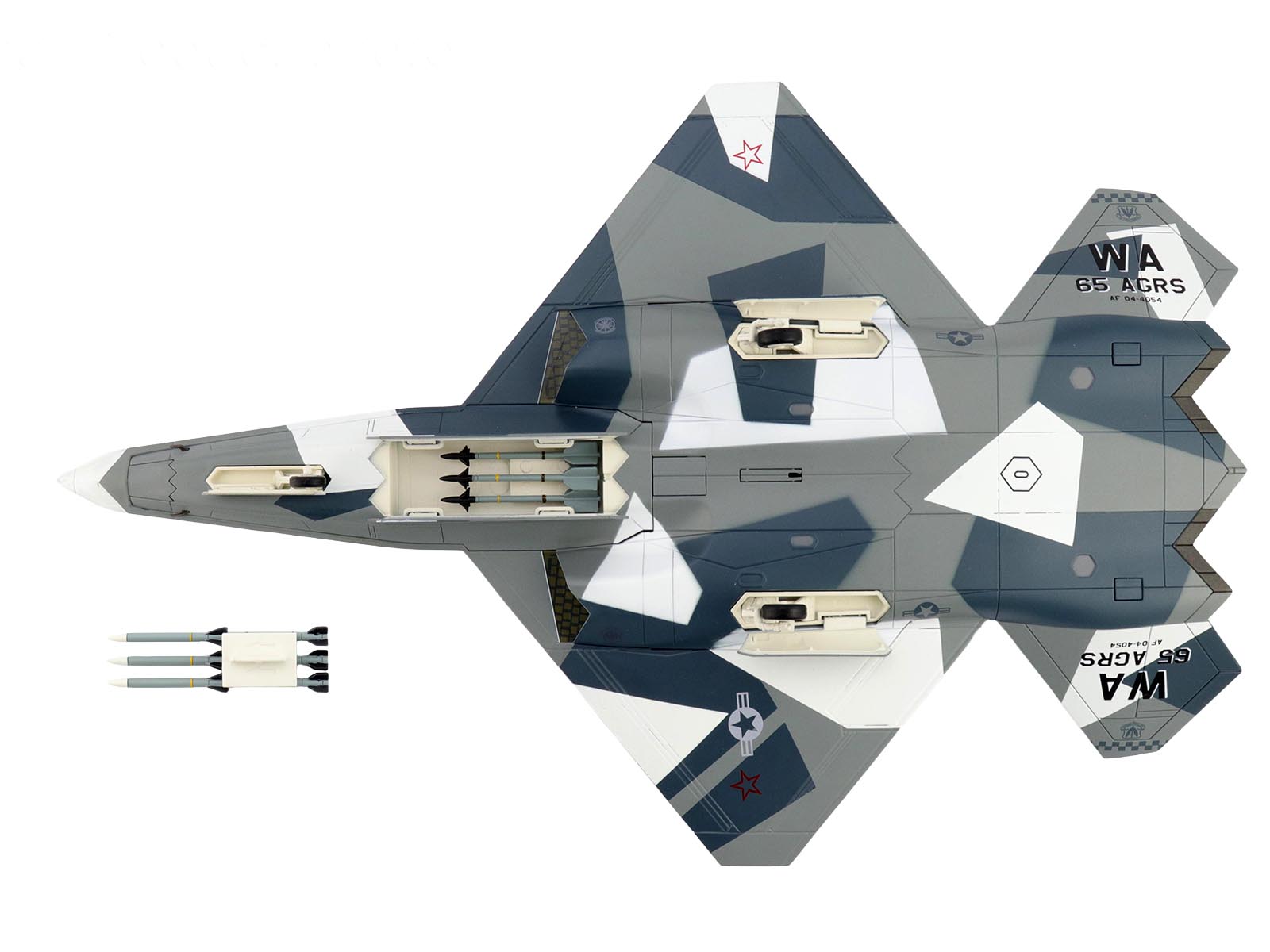 Northrop F-23 Black Widow II Stealth Fighter Aircraft Blue 054 Su-57 Aggressor What If Scheme 65th AGRS Nellis AFB United States Air Force Air Power Series 1/72 Diecast Model by Hobby Master - image 4