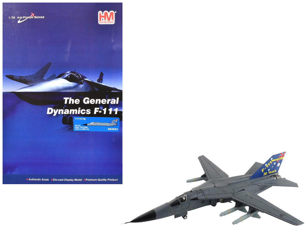 General Dynamics F-111C Pig Aircraft "A8-131 F-111 Operations 30th Anniversary" (2003) Royal Australian Air Force "Air Power Series" 1/72 Diecast Model by Hobby Master