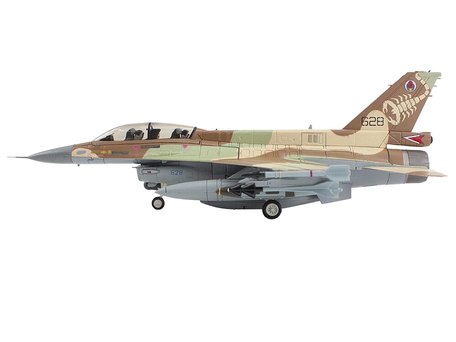 Lockheed F-16D Fighting Falcon Fighter Aircraft "628 Barak 105 Squadron The Scorpion" Israeli Air Force "Air Power Series" 1/72 Diecast Model by Hobby Master - image 2