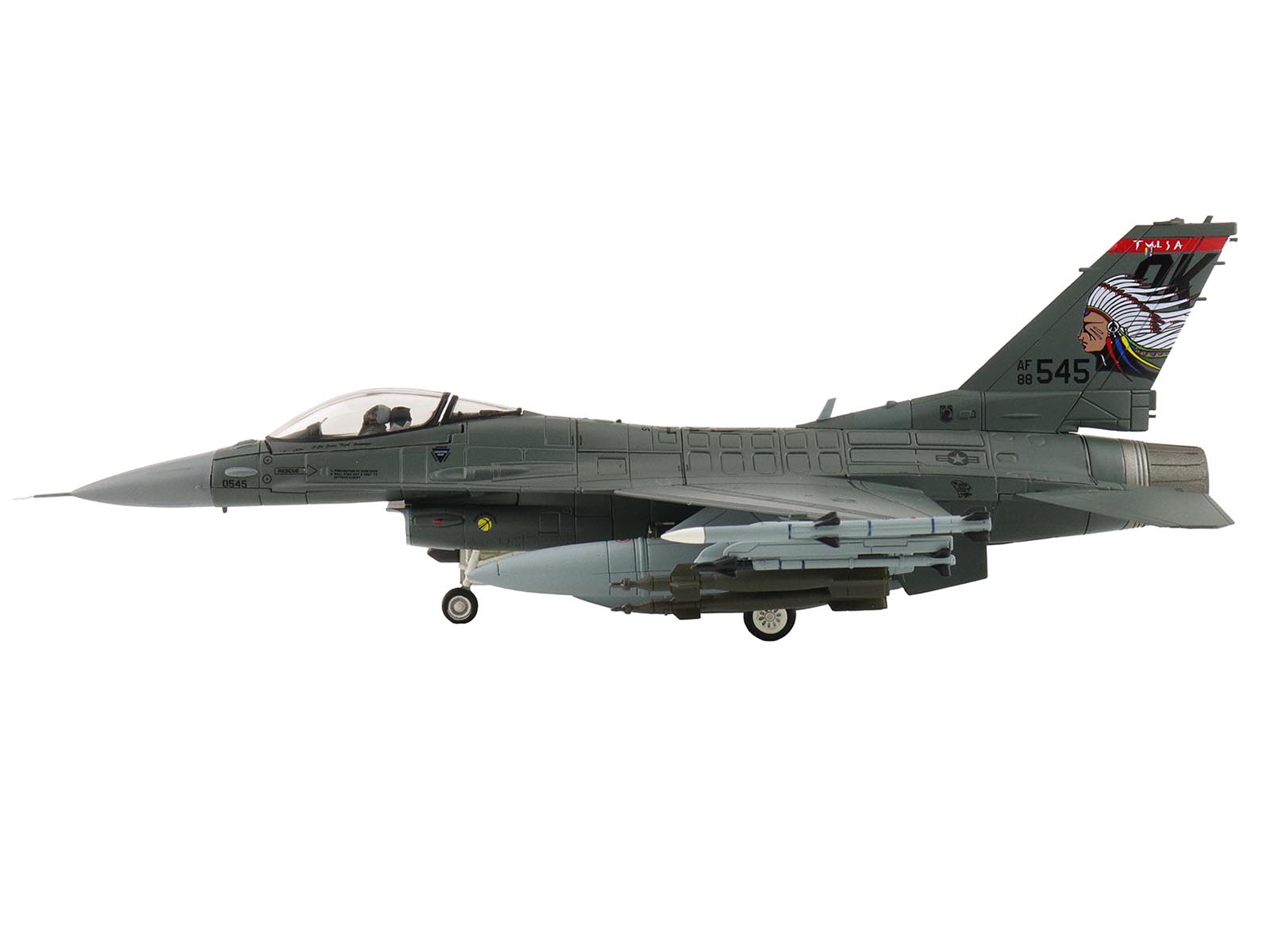 Lockheed F-16C Fighting Falcon Fighter Aircraft "88-0545 138th Fighter Wing Oklahoma Air National Guard" (2024) United States Air Force "Air Power Series" 1/72 Diecast Model by Hobby Master - image 2