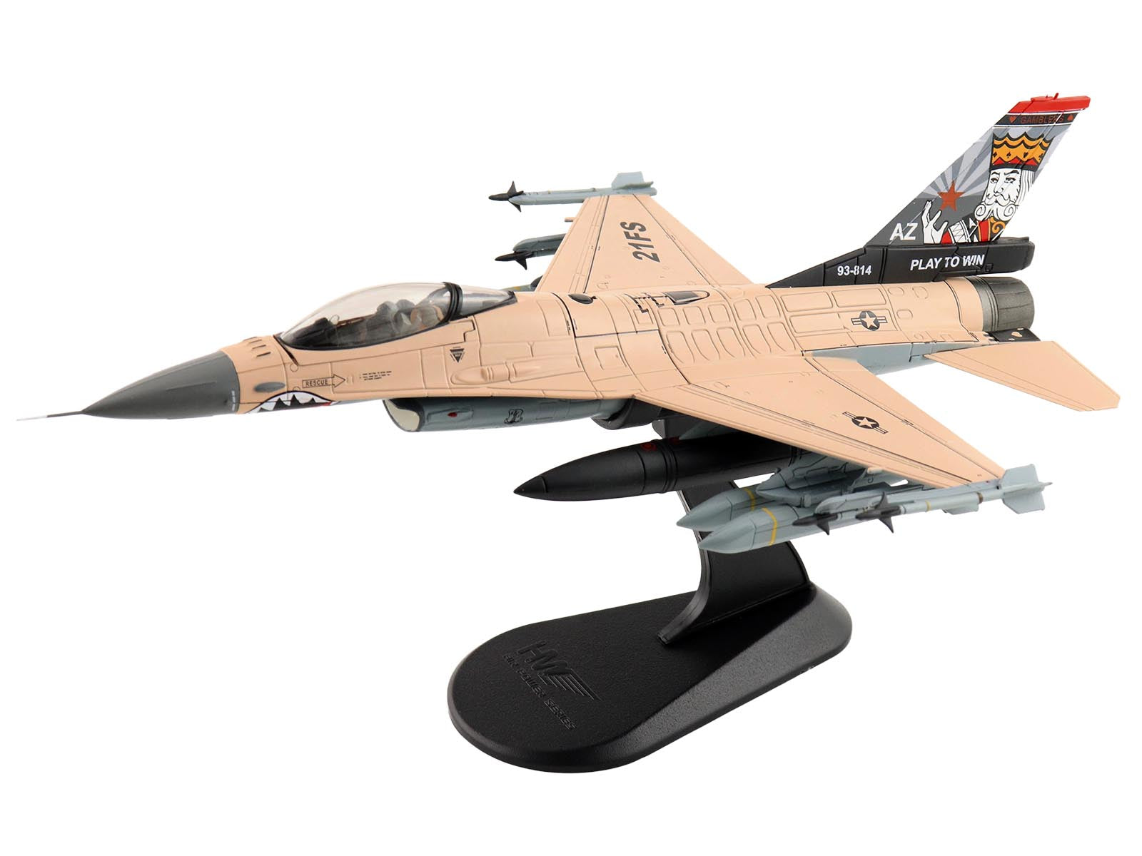 Lockheed F-16V Fighting Falcon Fighter Aircraft "93-0814 Play to Win 21st Sqn. Luke AFB" (2025) United States Air Force "Air Power Series" 1/72 Diecast Model by Hobby Master - image 5