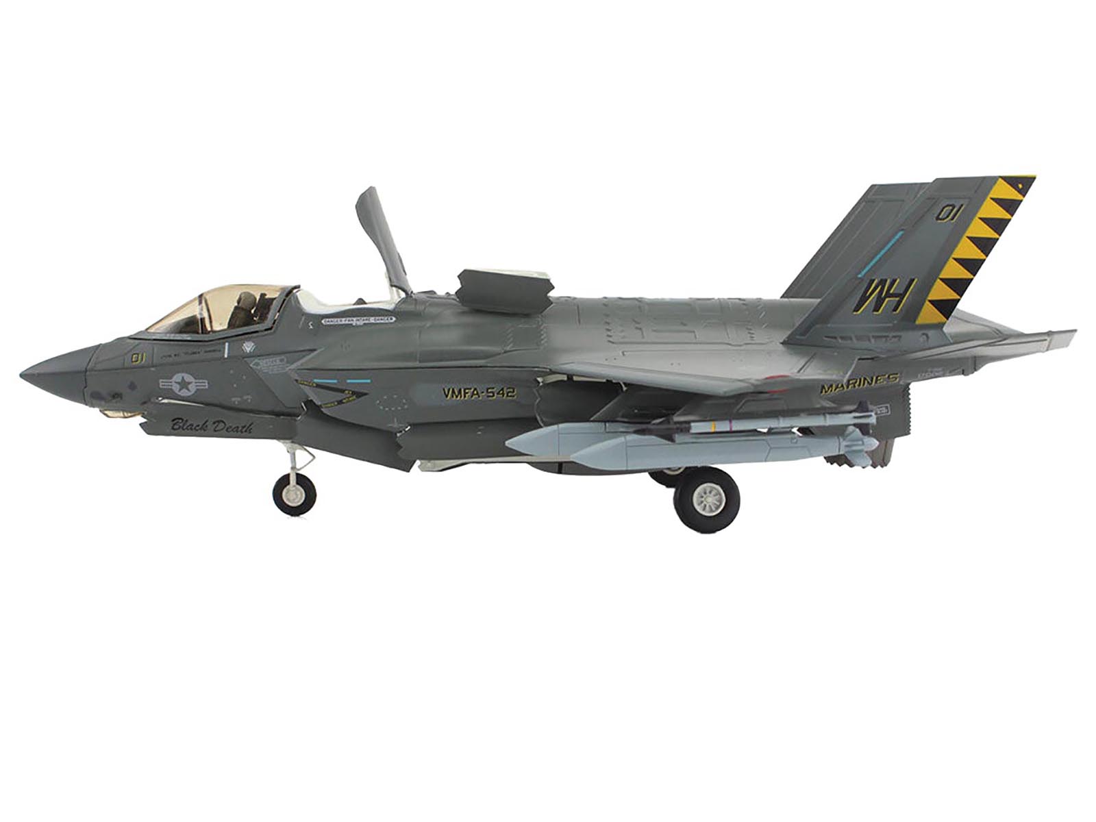 Lockheed Martin F-35B Lightning II Aircraft (Beast Mode) "Black Death VMFA-542 MCAS Cherry Point" (2023) United States Marine Corps "Air Power Series" 1/72 Diecast Model by Hobby Master - image 2