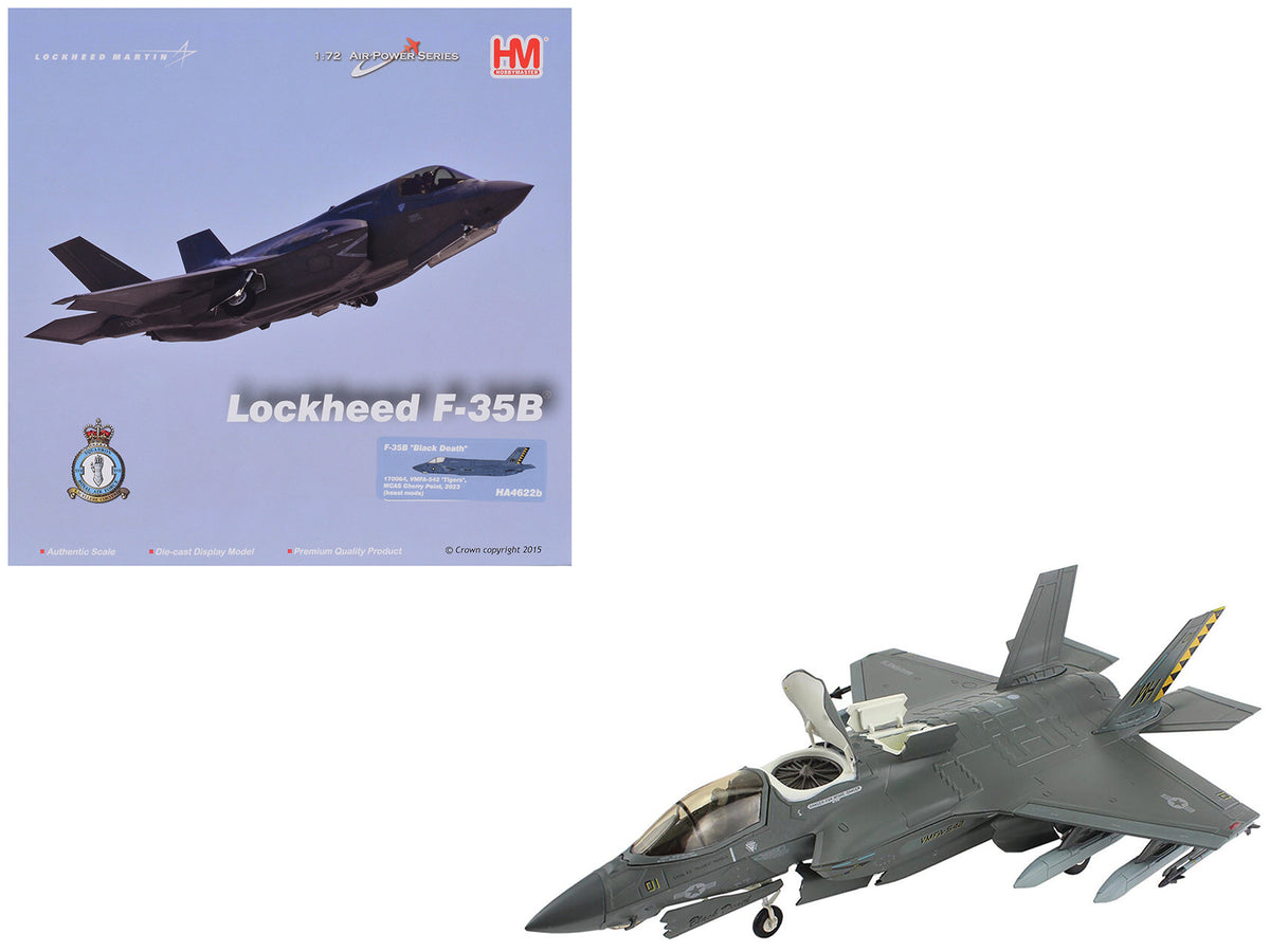 Lockheed Martin F-35B Lightning II Aircraft (Beast Mode) "Black Death VMFA-542 MCAS Cherry Point" (2023) United States Marine Corps "Air Power Series" 1/72 Diecast Model by Hobby Master