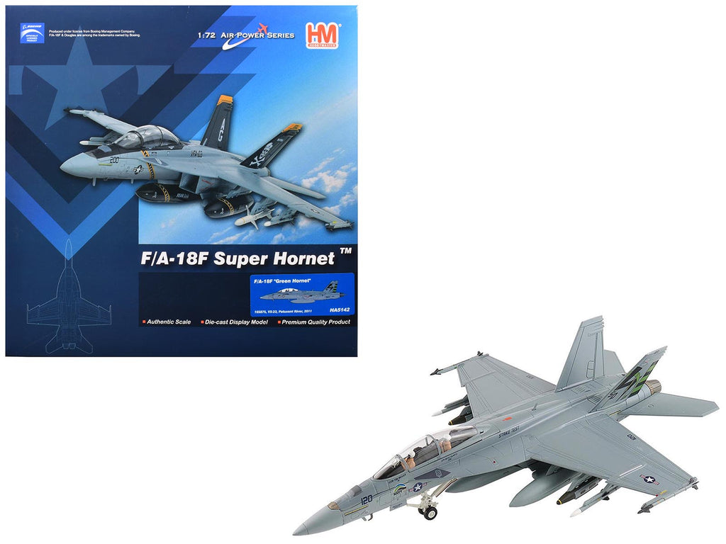 Boeing F/A-18F Super Hornet Fighter Aircraft "165875 Green Hornet VX-23 Salty Dogs NAS Patuxent River" (2011) United States Navy "Air Power Series" 1/72 Diecast Model by Hobby Master