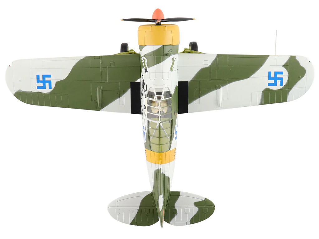 Brewster F2A Model 239 "Buffalo" Fighter Aircraft "BW364 LeLv 24 flown by Warrant Officer Ilmari Juutilainen" (1942) Finnish Air Force "Air Power Series" 1/48 Diecast Model by Hobby Master - image 3