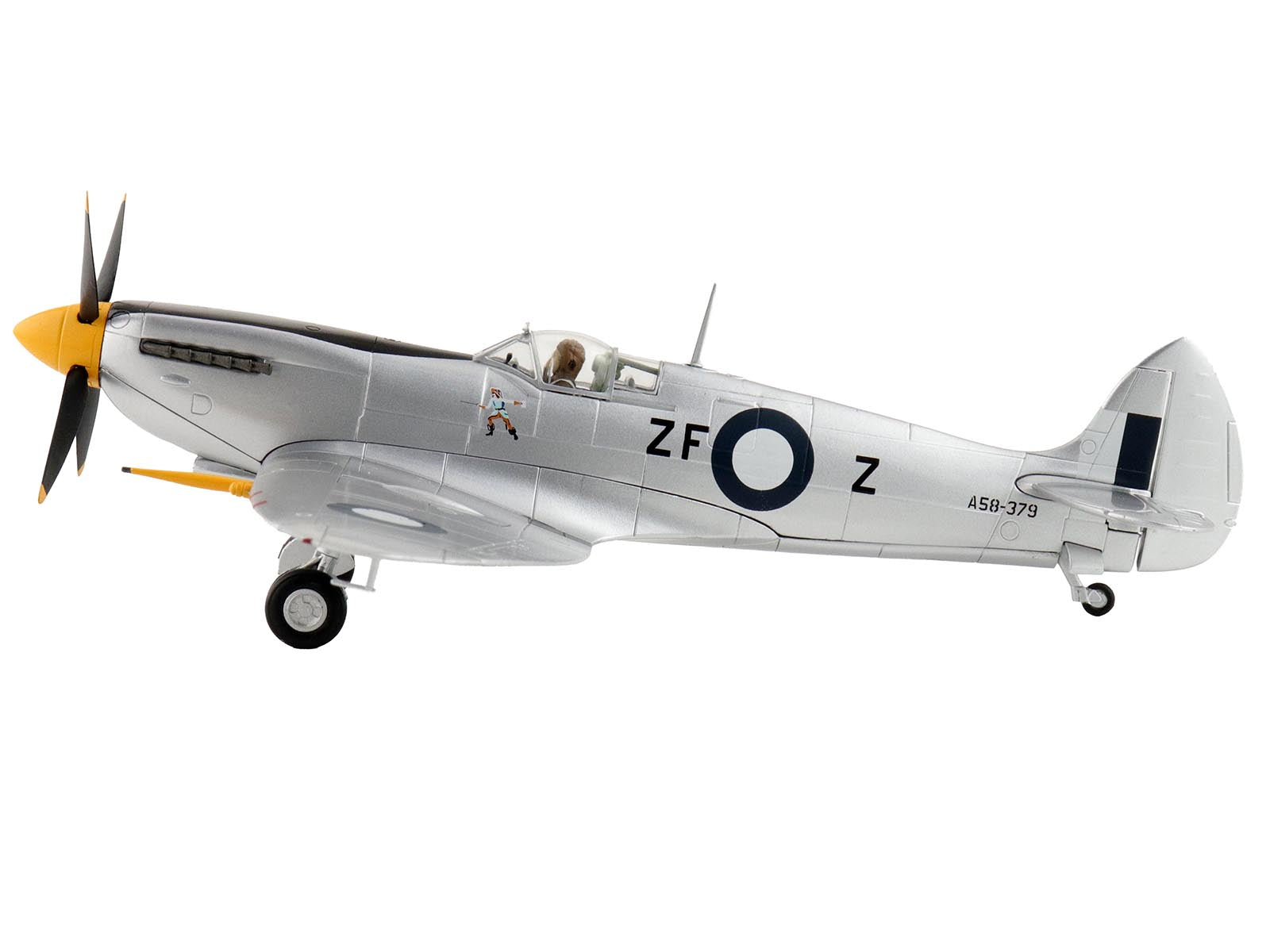 Supermarine Spitfire Mk VIII Fighter Aircraft "A53-379 Flight Lieutenant David Glaser No. 549 Squadron Strauss Airstrip" (1944) Royal Australian Air Force "Air Power Series" 1/48 Diecast Model by Hobby Master - image 2