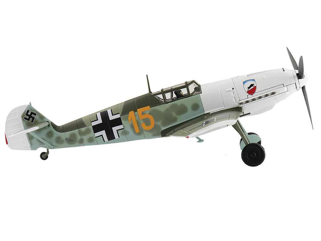 Messerschmitt Bf 109E-3 Fighter Aircraft "Yellow 15 Karl Wolff III/JG 52 France" (1940) German Luftwaffe "Air Power Series" 1/48 Diecast Model by Hobby Master - image 3