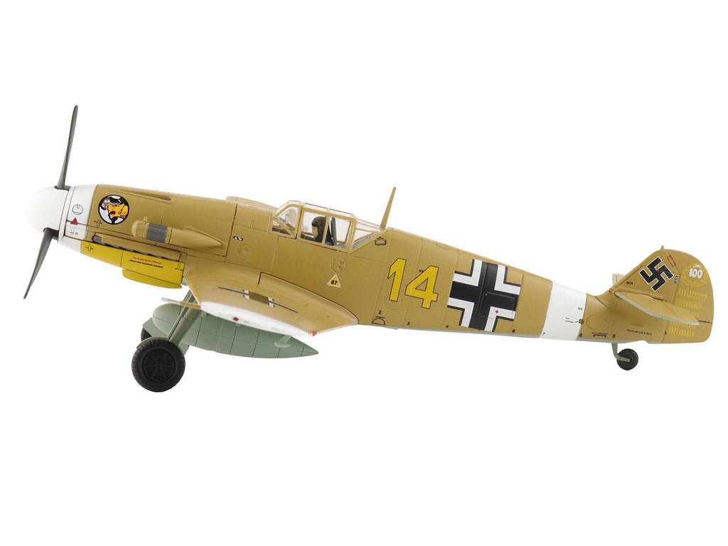 Messerschmitt Bf 109F-4 Fighter Aircraft "Marseille Yellow 14 3./JG27 Egypt" (1942) German Luftwaffe "Air Power Series" 1/48 Diecast Model by Hobby Master - image 2