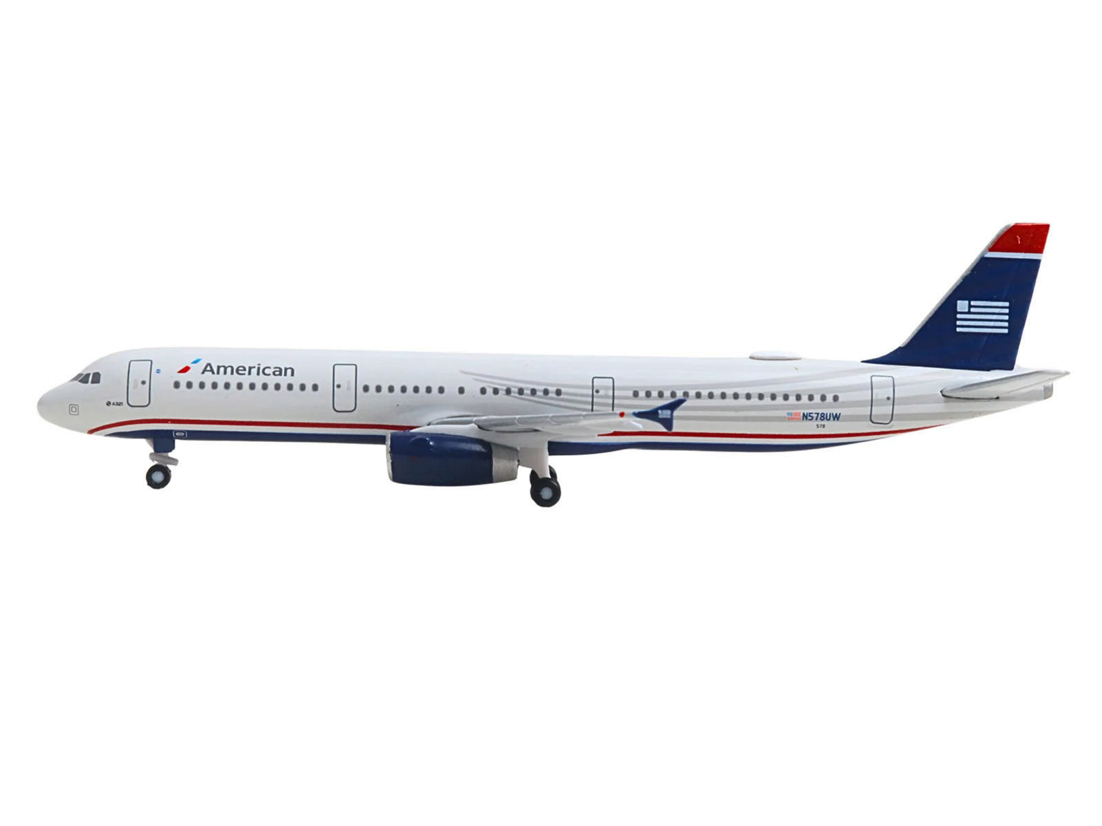 Airbus A321 Commercial Aircraft "American Airlines" (N578UW) Gray with Blue Tail 1/500 Diecast Model by Herpa - image 2