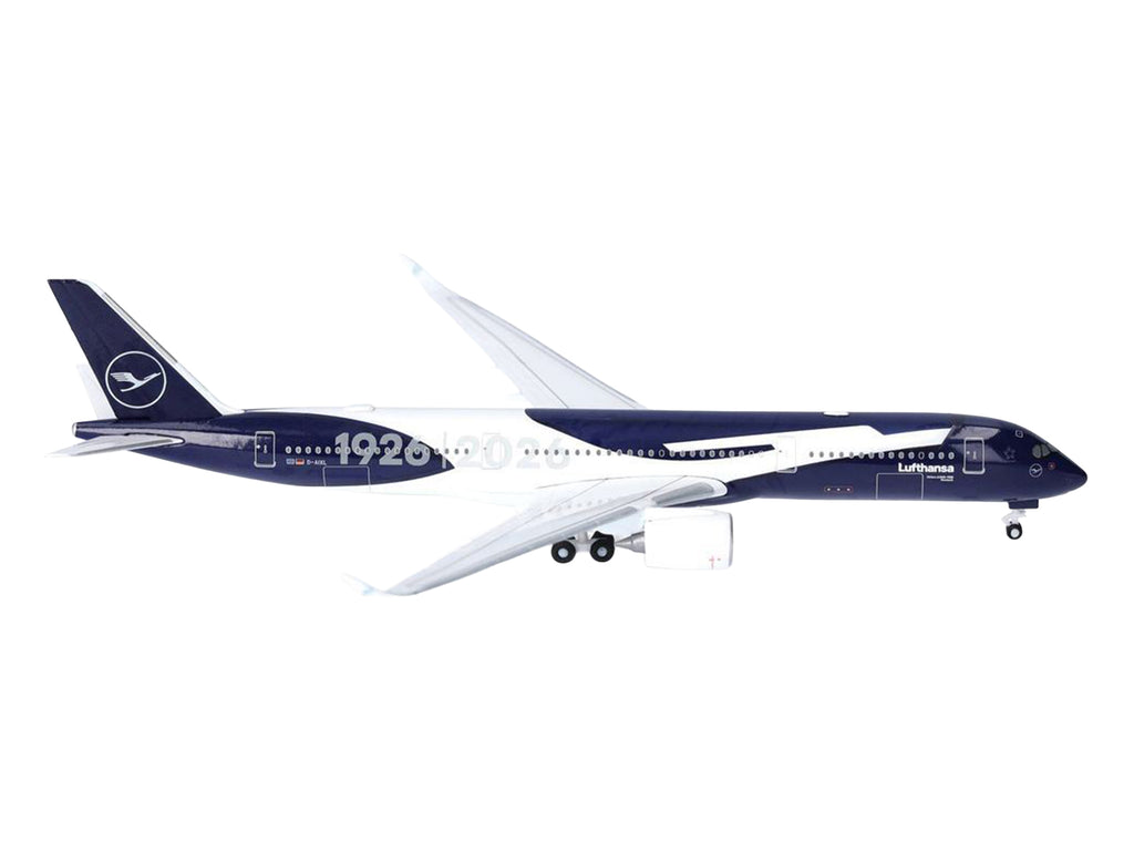 Airbus A350-900 Commercial Aircraft "Lufthansa 100 Years" (D-AIXL) Blue with Graphics 1/500 Diecast Model Airplane by Herpa - image 3