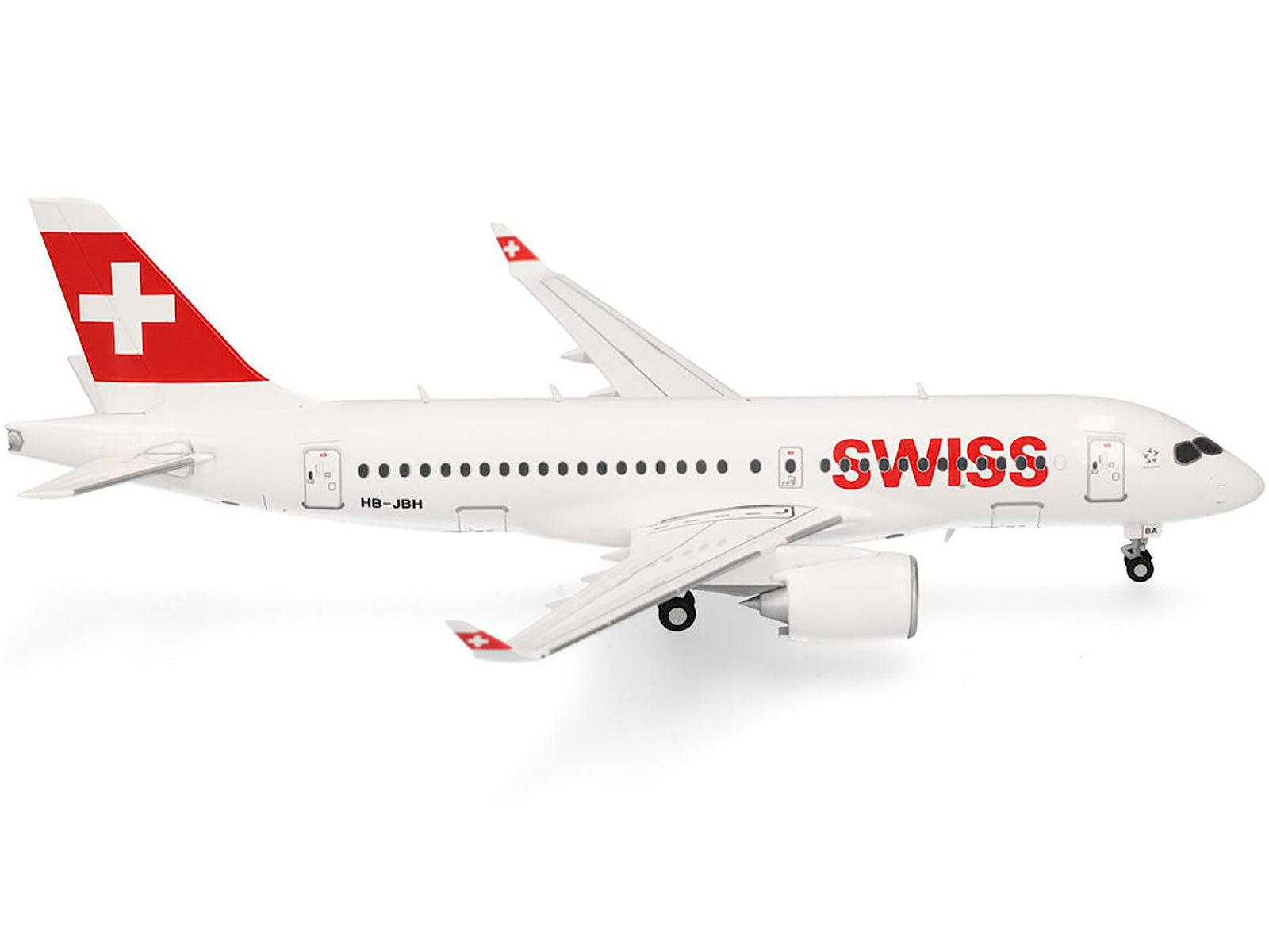 Airbus A220-100 Commercial Aircraft "Swiss International Air Lines" (HB-JBH) White with Red Tail 1/200 Diecast Model Airplane by Herpa - image 2