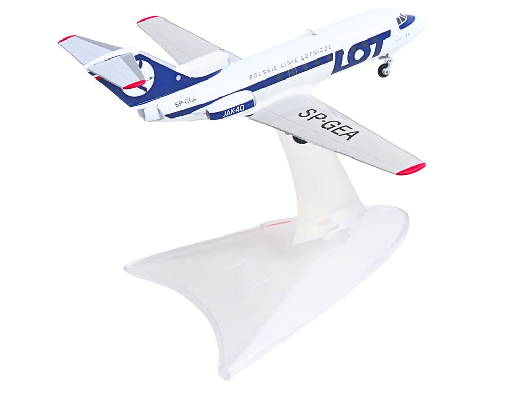 Yakovlev Yak-40 Commercial Aircraft "LOT Polish Airlines" (SP-GEA) White with Blue Stripes and Tail 1/200 Diecast Model by Herpa - image 3