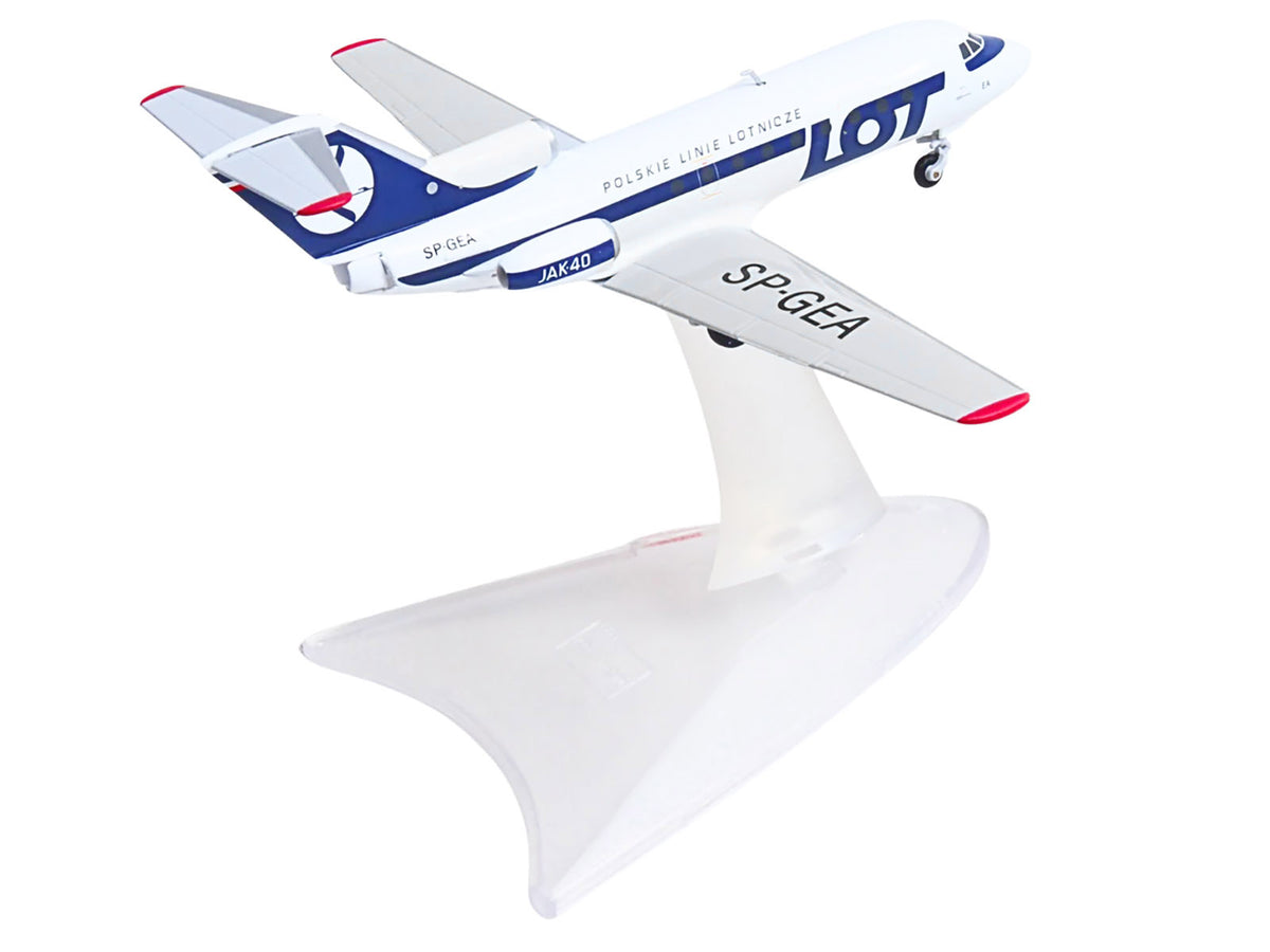 Yakovlev Yak-40 Commercial Aircraft "LOT Polish Airlines" (SP-GEA) White with Blue Stripes and Tail 1/200 Diecast Model by Herpa - image 3