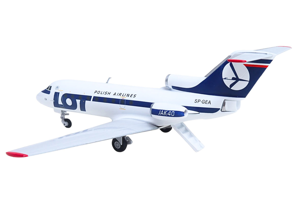 Yakovlev Yak-40 Commercial Aircraft "LOT Polish Airlines" (SP-GEA) White with Blue Stripes and Tail 1/200 Diecast Model by Herpa - image 5