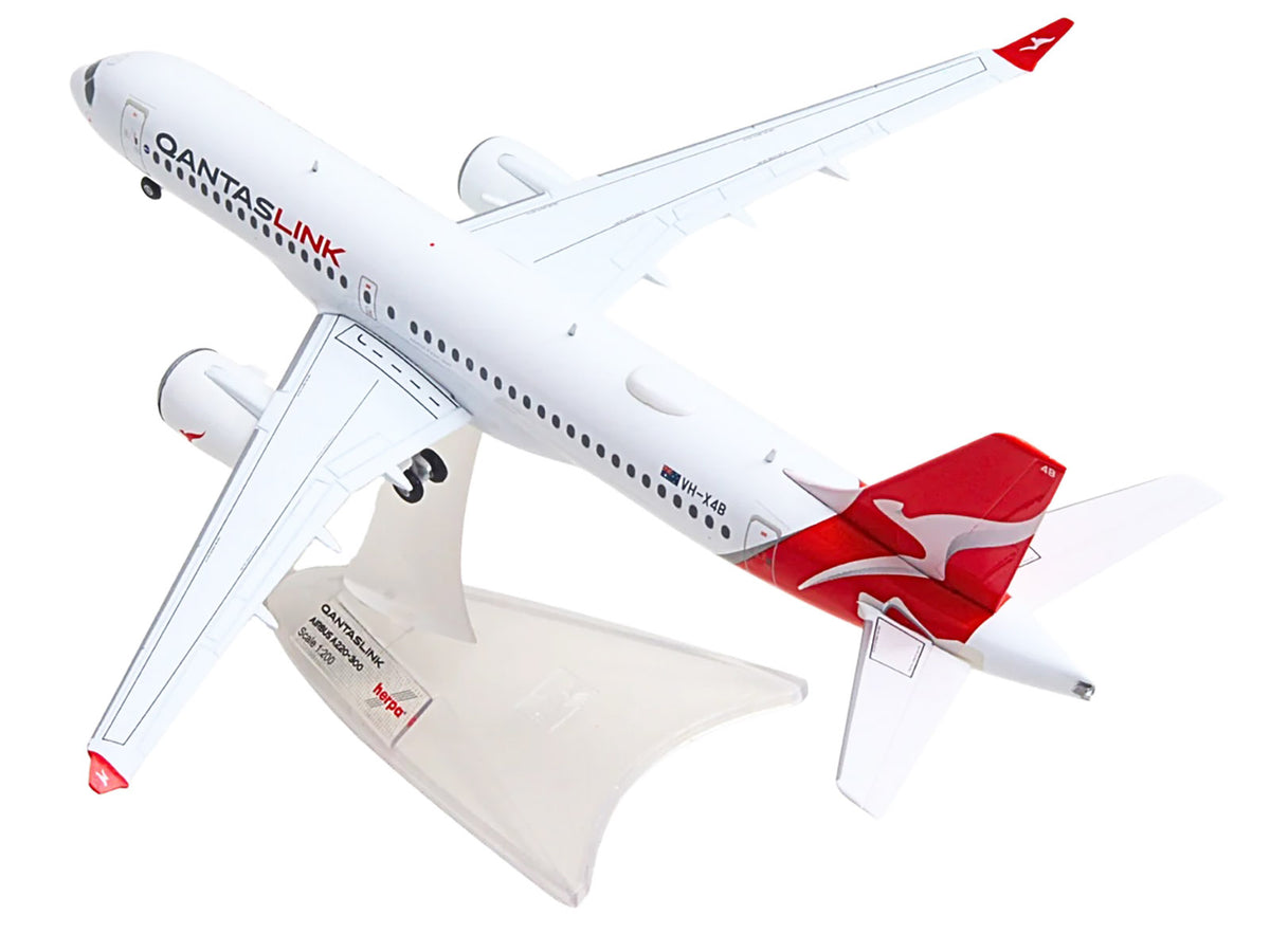 Airbus A220-300 Commercial Aircraft "QantasLink" (VH-X4B) White with Red Tail 1/200 Diecast Model by Herpa - image 4