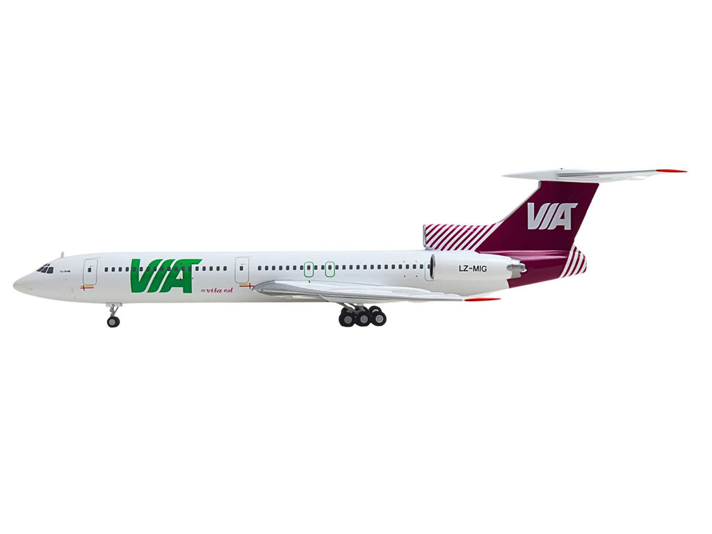 Tupolev TU-154M Commercial Aircraft "Air Via" (LZ-MIG) White with Red Tail 1/200 Diecast Model by Herpa - image 2