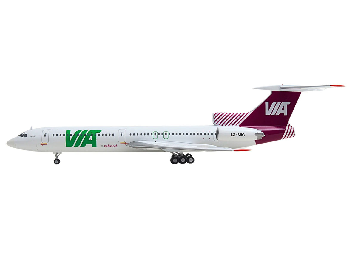 Tupolev TU-154M Commercial Aircraft "Air Via" (LZ-MIG) White with Red Tail 1/200 Diecast Model by Herpa - image 2