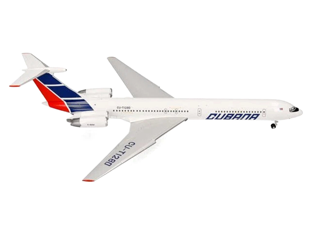 Ilyushin IL-62M Commercial Aircraft "Cubana de Aviacion" (T1280) White with Blue and Red Tail 1/200 Diecast Model Airplane by Herpa - image 2