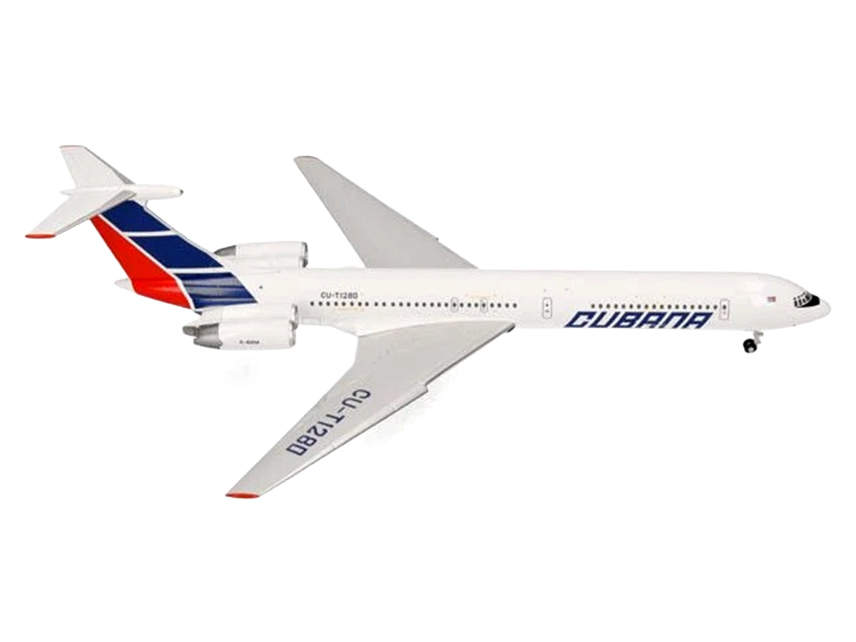 Ilyushin IL-62M Commercial Aircraft "Cubana de Aviacion" (T1280) White with Blue and Red Tail 1/200 Diecast Model Airplane by Herpa - image 2