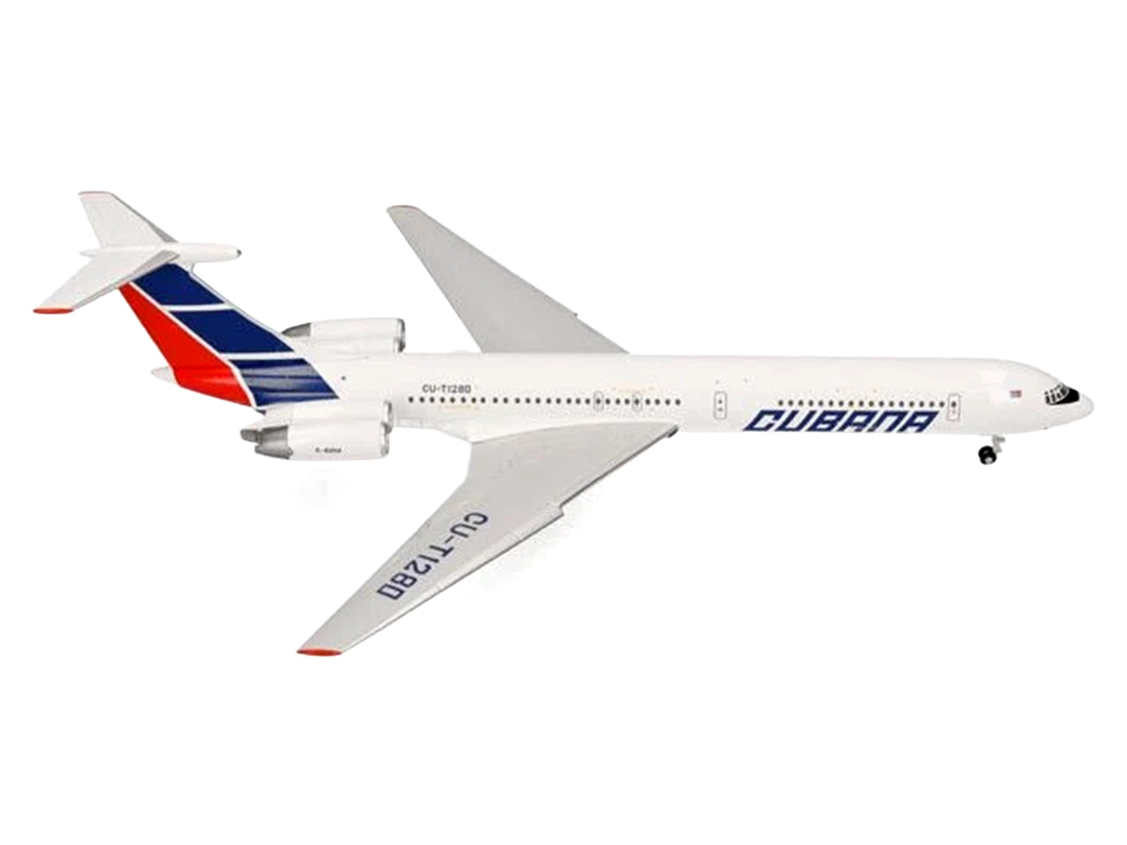 Ilyushin IL-62M Commercial Aircraft "Cubana de Aviacion" (T1280) White with Blue and Red Tail 1/200 Diecast Model Airplane by Herpa - image 2