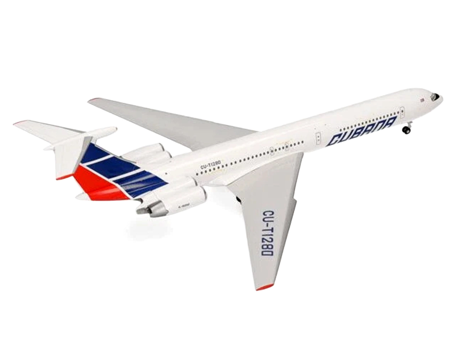 Ilyushin IL-62M Commercial Aircraft "Cubana de Aviacion" (T1280) White with Blue and Red Tail 1/200 Diecast Model Airplane by Herpa - image 3