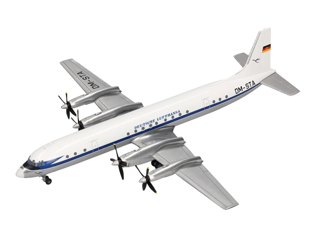 Ilyushin IL-18 Commercial Aircraft "Deutsche Lufthansa" (DM-STA) White with Blue Stripes 1/200 Diecast Model by Herpa - image 2