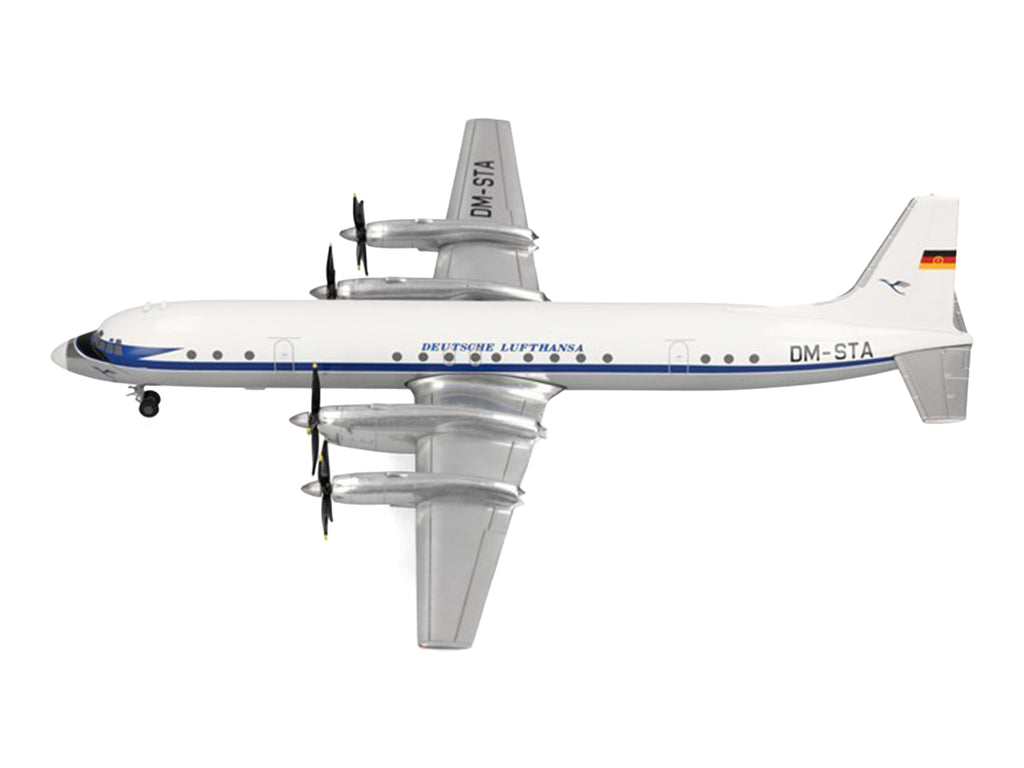 Ilyushin IL-18 Commercial Aircraft "Deutsche Lufthansa" (DM-STA) White with Blue Stripes 1/200 Diecast Model by Herpa - image 4