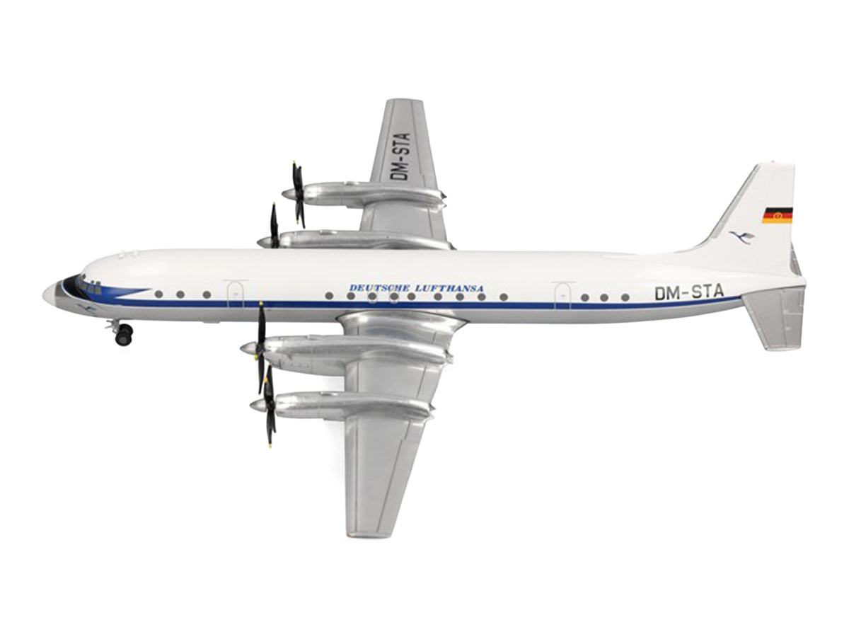 Ilyushin IL-18 Commercial Aircraft "Deutsche Lufthansa" (DM-STA) White with Blue Stripes 1/200 Diecast Model by Herpa - image 4