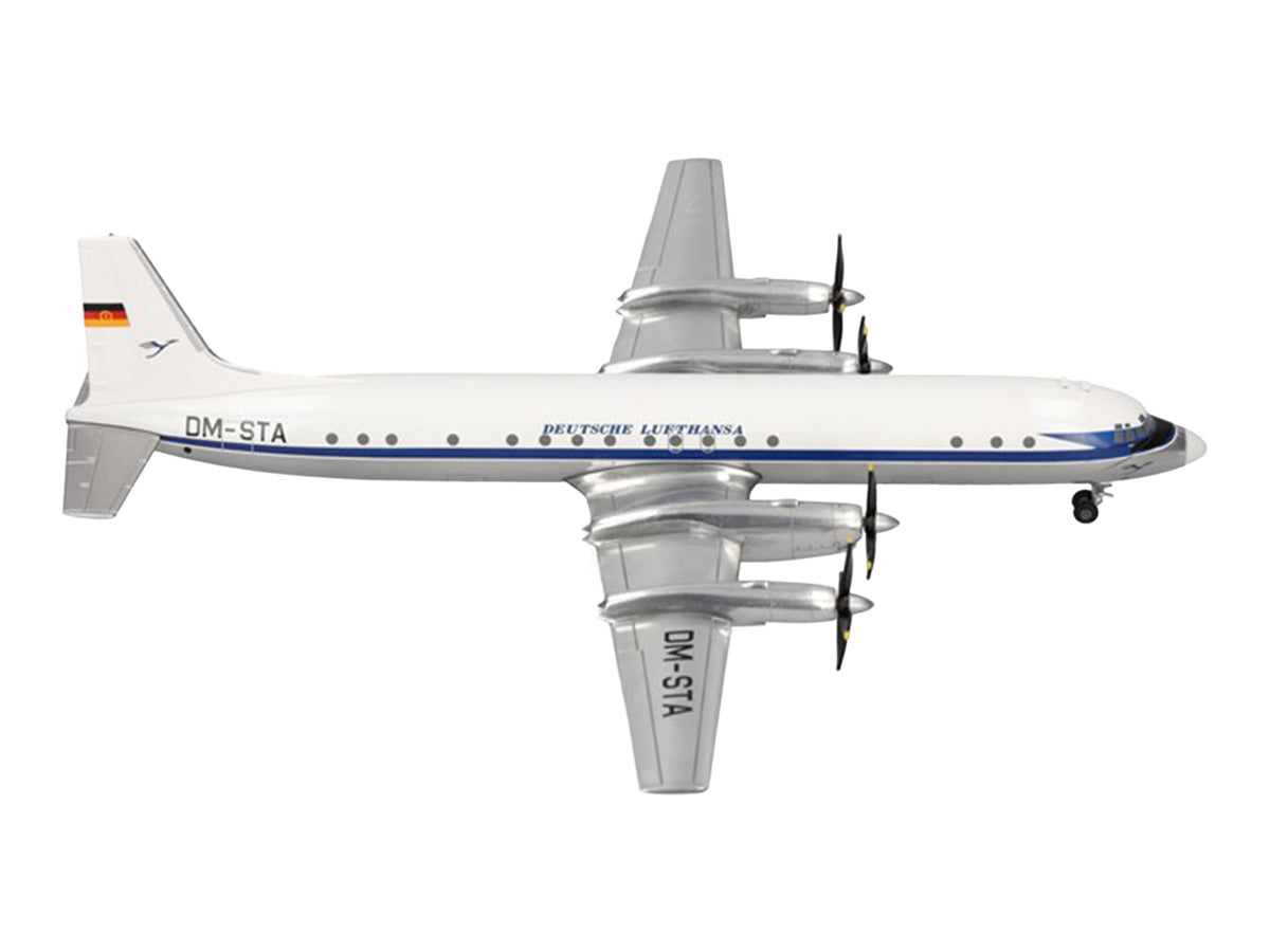 Ilyushin IL-18 Commercial Aircraft "Deutsche Lufthansa" (DM-STA) White with Blue Stripes 1/200 Diecast Model by Herpa - image 3