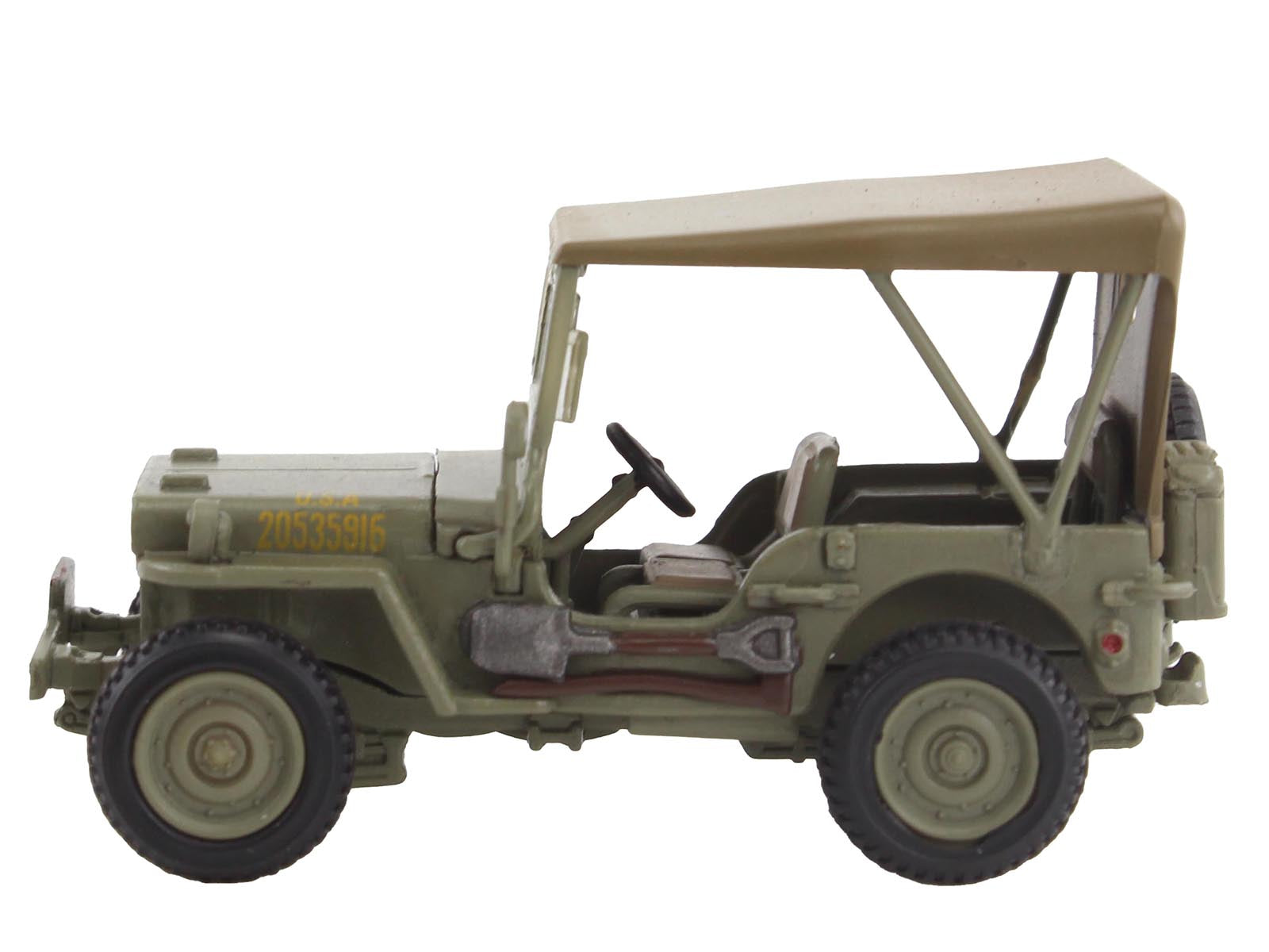 U.S. 1/4 ton Military Vehicle Olive Drab "Gen. Douglas MacArthur Leyte WWII" (1945) United States Army "Ground Power Series" 1/72 Diecast Model by Hobby Master - image 2