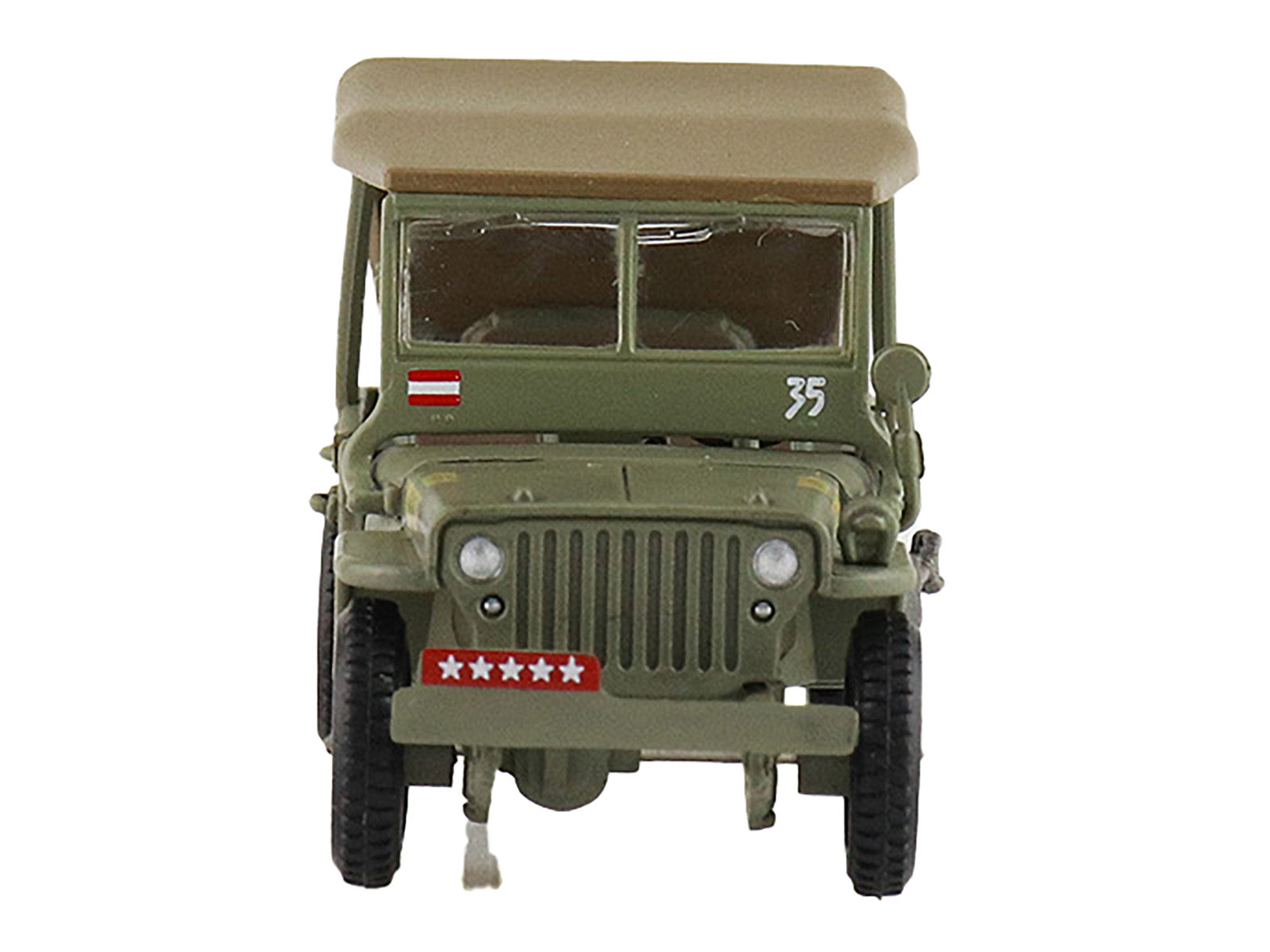 U.S. 1/4 ton Military Vehicle Olive Drab "Gen. Douglas MacArthur Leyte WWII" (1945) United States Army "Ground Power Series" 1/72 Diecast Model by Hobby Master - image 3