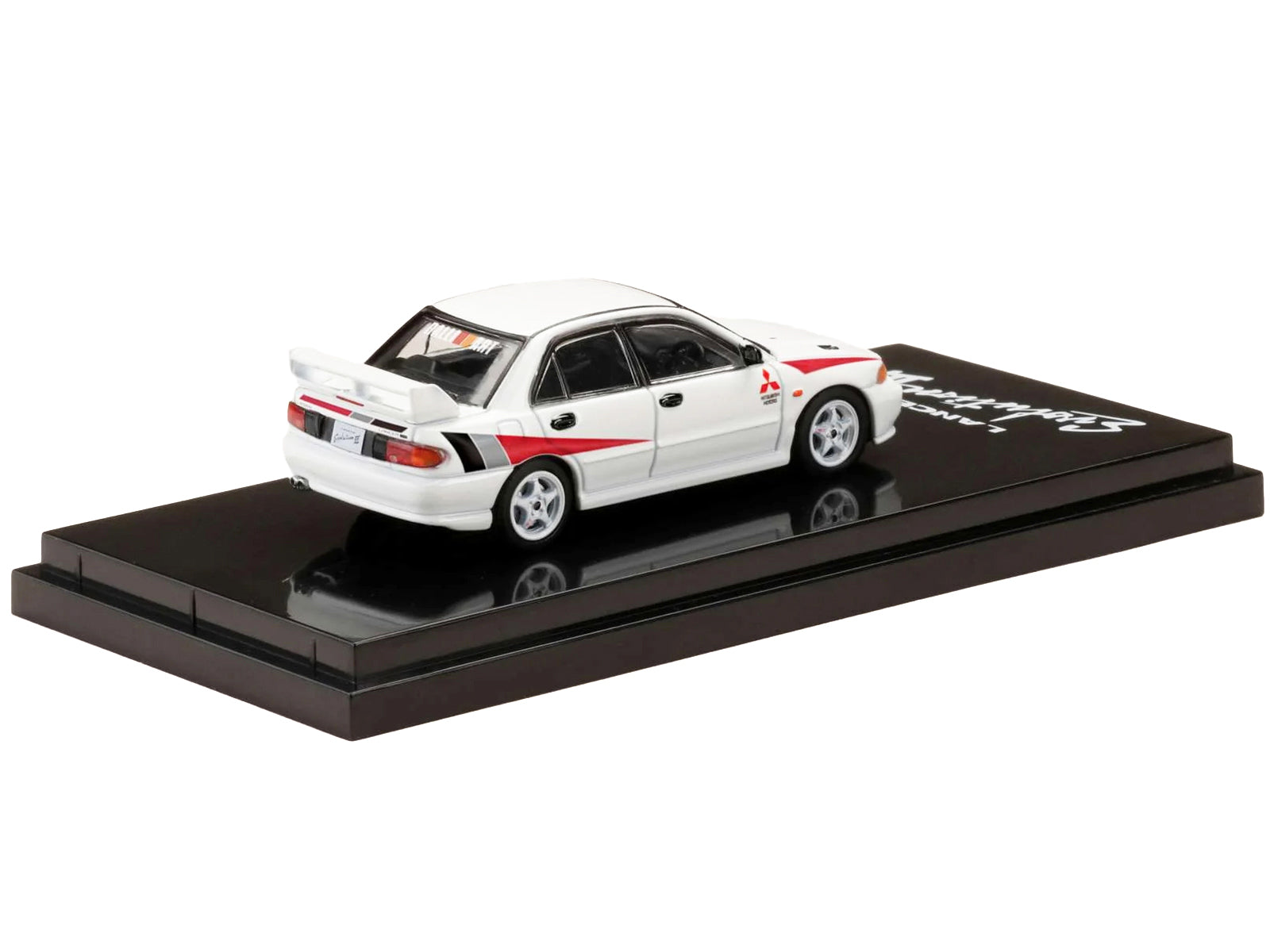 Mitsubishi Lancer RS Evolution III RHD (Right Hand Drive) Scortia White with Red Rally Stripes 1/64 Diecast Model Car by Hobby Japan - image 2